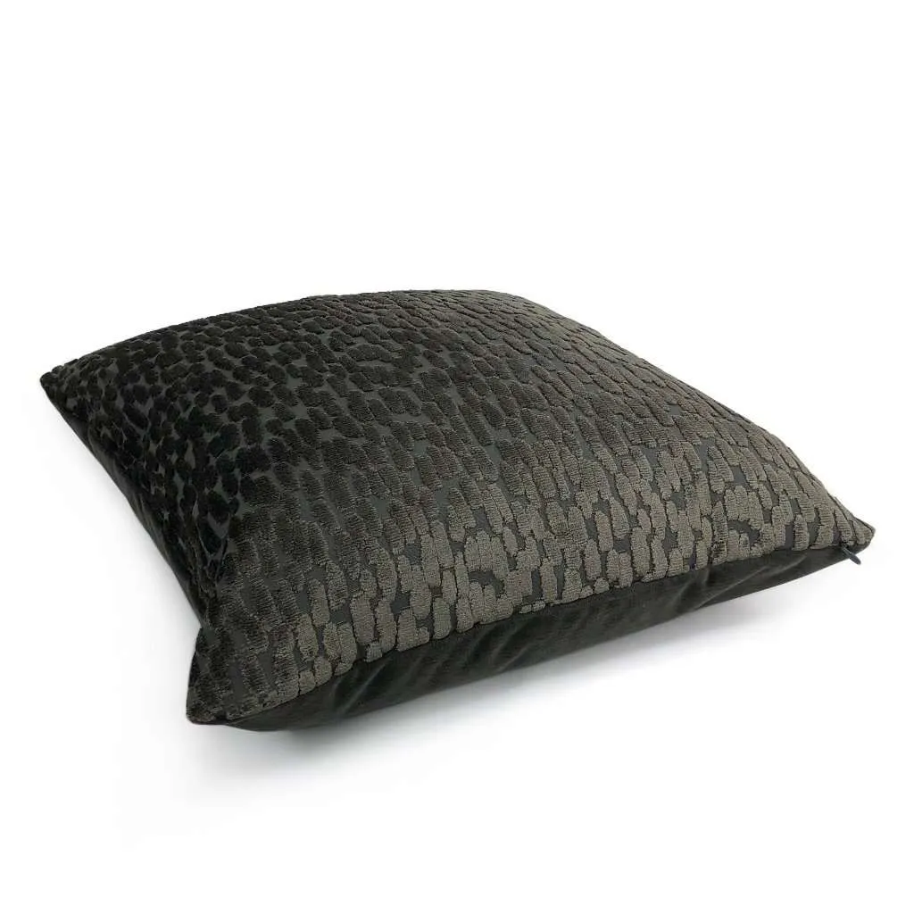 Bellini Graphite Gray Large Velvet Dots Texture Pillow Cover