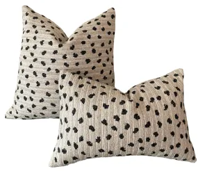 Bianca: Performance Leopard Pillow Cover / Animal Spots pillow / 16x16 Black Cream Taupe Pillow / 18x18 Throw Pillow Cover