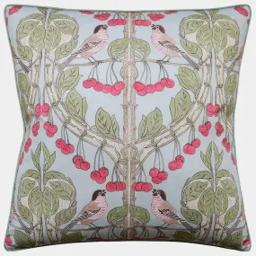 Birds & Cherries Soft Blue Decorative Pillow Ryan Studio