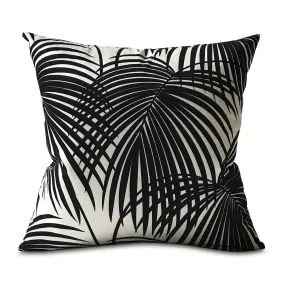 Black & White Palm Lumbar Pillow Cover 15x26