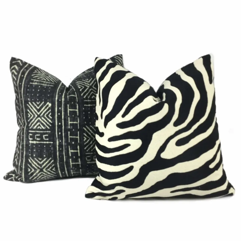 Black Cream Large Zebra Stripe Pillow Cover