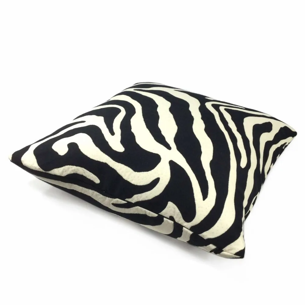 Black Cream Large Zebra Stripe Pillow Cover