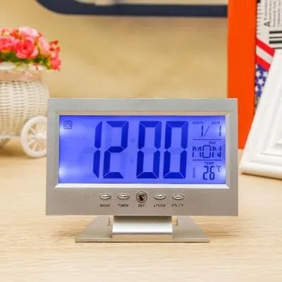 (Black) Digital LCD Clock with Calendar, Temperature Sensor, Alarm for Table and Study Desk Clock Watch |