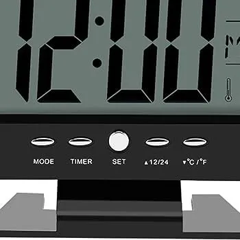 (Black) Digital LCD Clock with Calendar, Temperature Sensor, Alarm for Table and Study Desk Clock Watch |