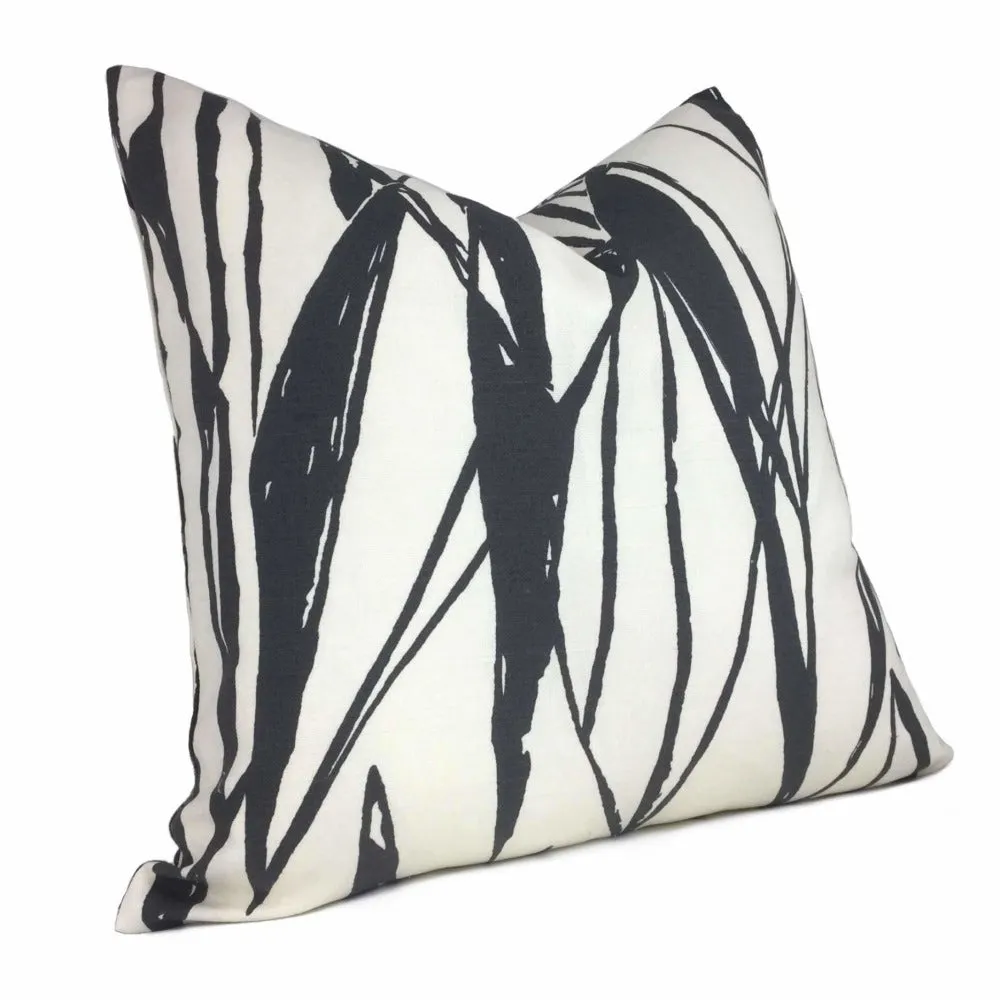 Black White Modern Lines Cotton Print Pillow Cover