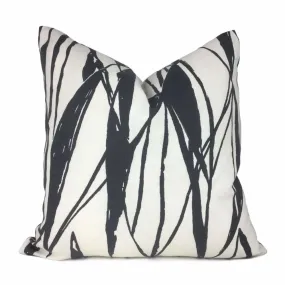 Black White Modern Lines Cotton Print Pillow Cover