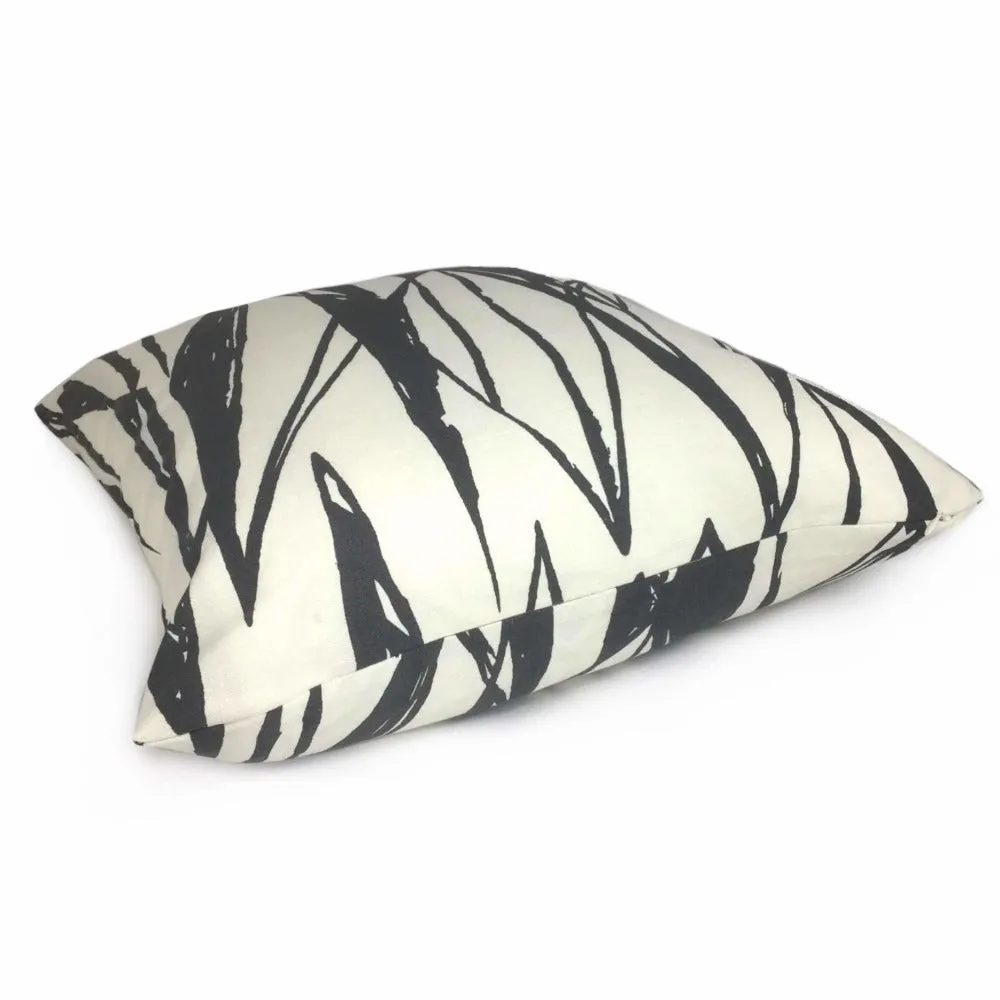 Black White Modern Lines Cotton Print Pillow Cover