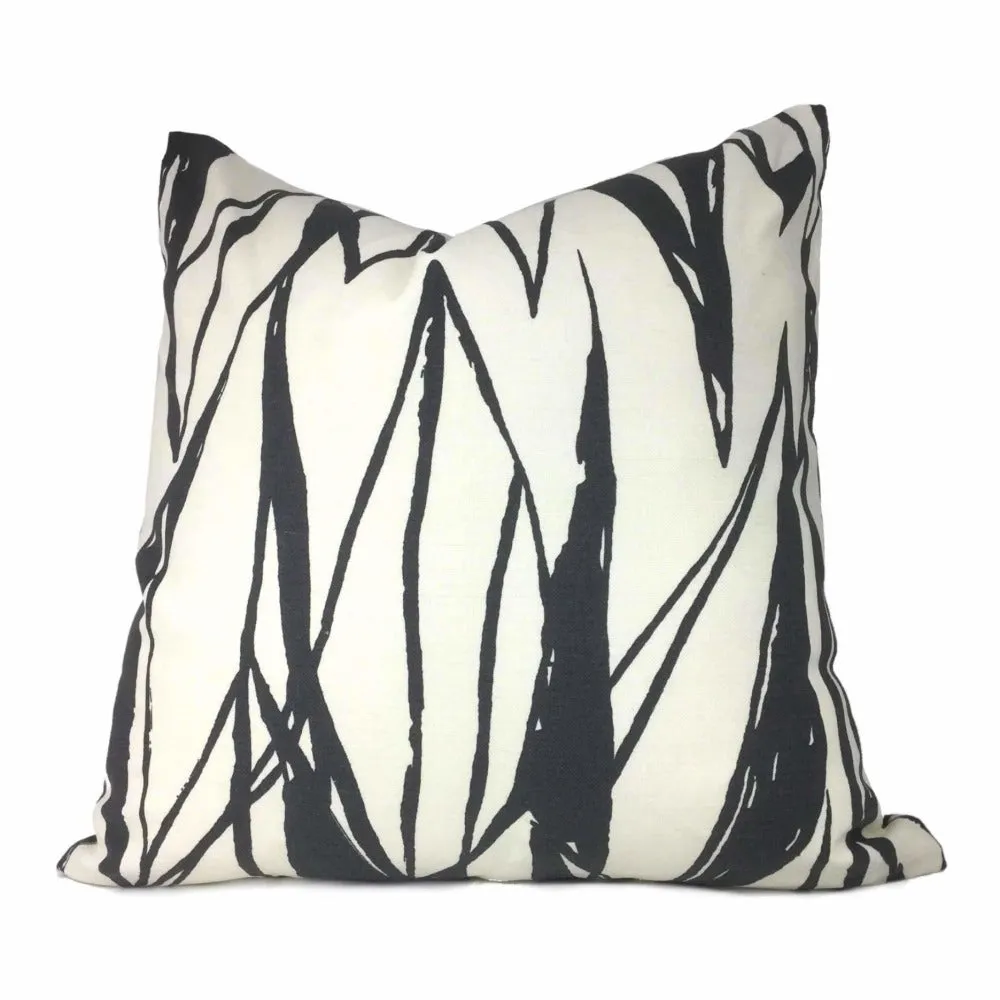 Black White Modern Lines Cotton Print Pillow Cover