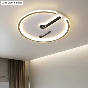 Black/Gold LED Acrylic Shade Ceiling Light for Bedroom - Flushmount Circle Fixture with Warm/White Light