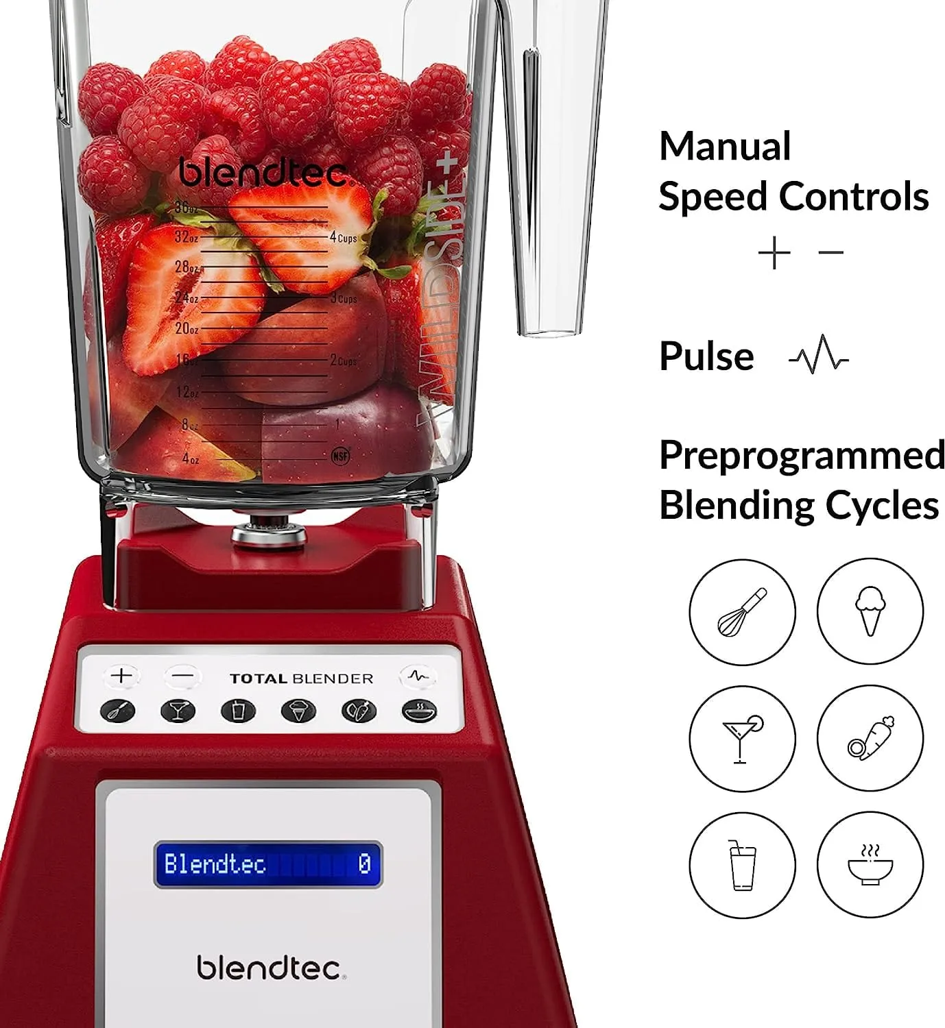 Blendtec Total Classic Original WildSide  90oz Jar Blender Red - Certified Refurbished