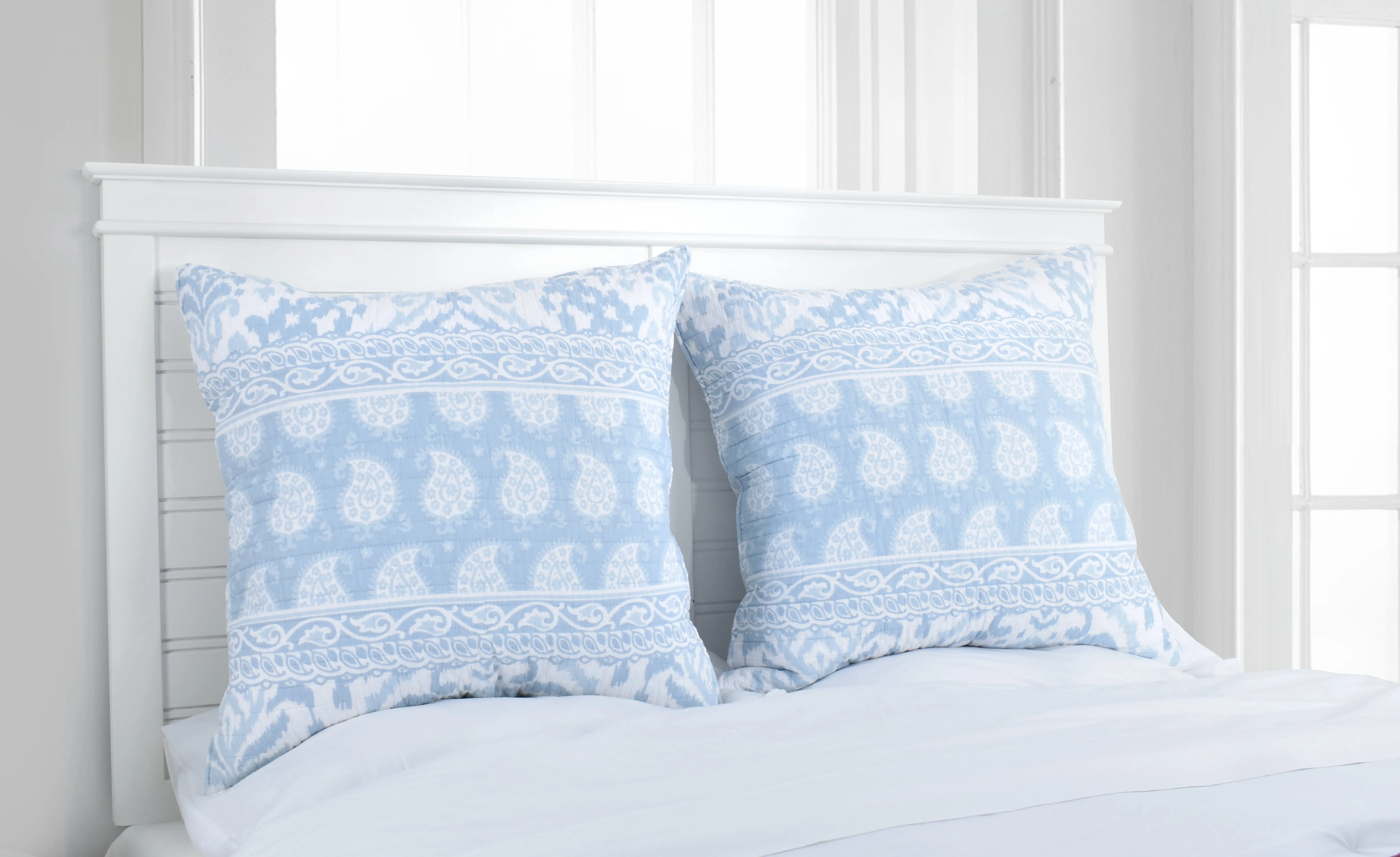 Blue Cotton Quilted York Coverlet Bedcover Set Available in 4 Sizes