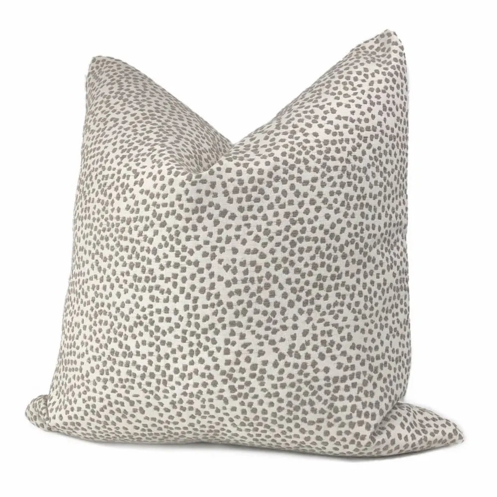 Brimley Taupe Textured Small Dots Chenille Pillow Cover