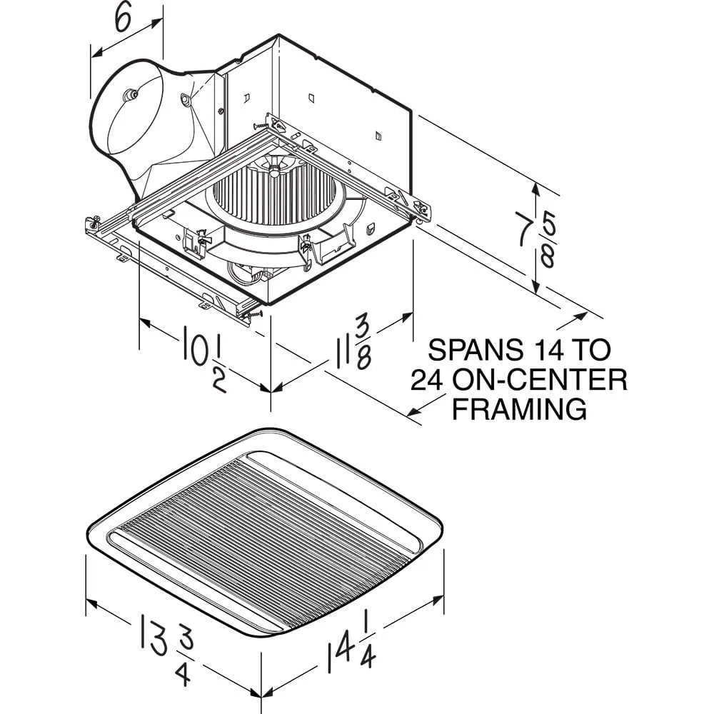 Broan ZB110L1 ULTRA GREEN ZB Series 110 CFM Multi-Speed Ceiling Bathroom Exhaust Fan with LED Light