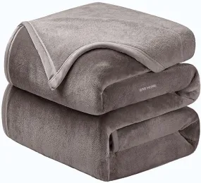 BSB HOME Super Soft Luxury Embossed Light Weight Mink Double Bed Blanket (Grey)