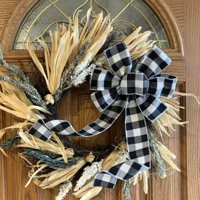 Buffalo Plaid Christmas Wreath Bow - 10" Wide, 18" Long