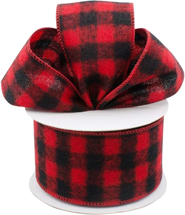 Buffalo Plaid Wired Ribbon Decoration - 2 1/2" x 10 Yards