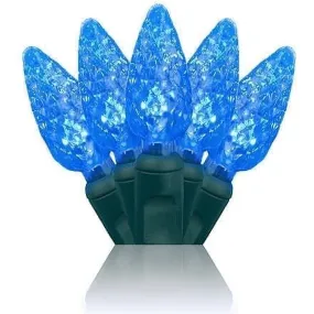 C6 Blue LED Christmas Lights, 100 Bulbs, 4" Spacing