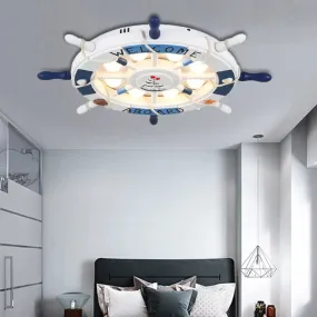 Cartoon LED Ceiling Light: Stylish Pink/White Rudder Design for Bedroom