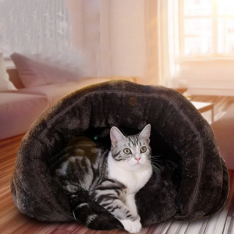 Cat Bed Cave Cozy Plush Cat House With Removable Mat