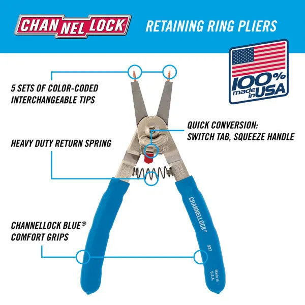 Channellock 927 8" Convertible Retaining Ring Pliers