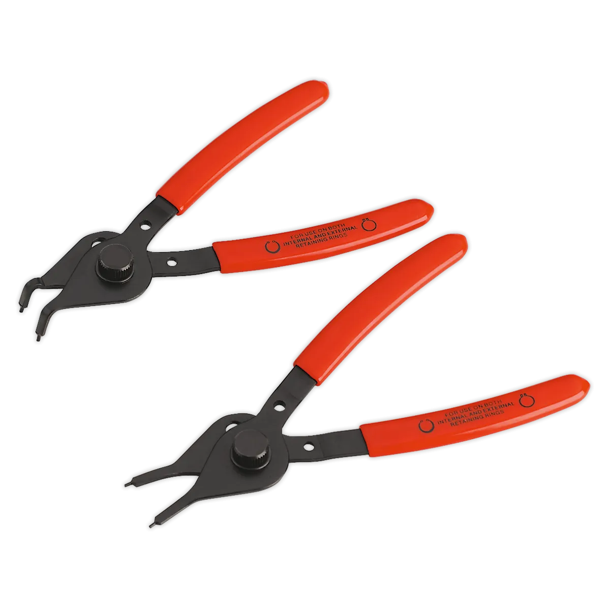 Circlip Pliers Set 2pc Reversible Straight/Bent Nose 12-25mm