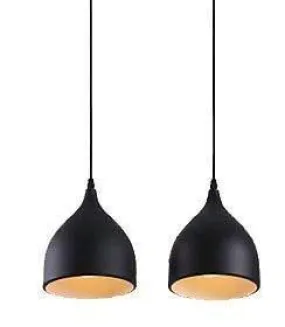 Citra Pack of 2 E27 Single Head Vintage Black Aluminium Hanging Light Pendant Ceiling Lights Lamp Industrial Retro Country Style led Bulb Dining Restaurant Bar Cafe Lighting Use (No Bulbs provided)