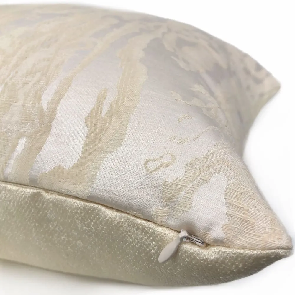 (CLEARANCE) Astrid Cream & Ivory Woodgrain Moire Pillow Cover