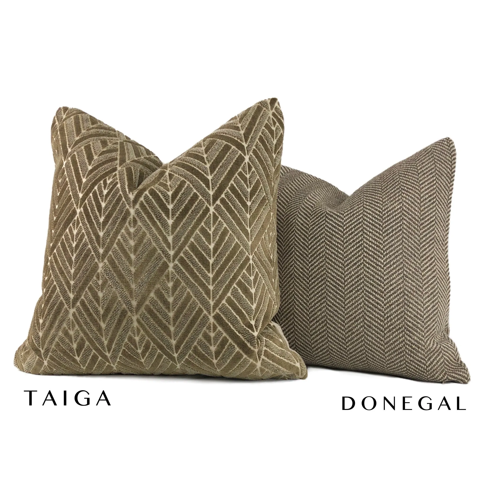 (CLEARANCE) Donegal Brown Beige Herringbone Pillow Cover