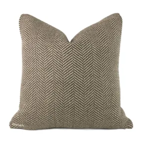 (CLEARANCE) Donegal Brown Beige Herringbone Pillow Cover