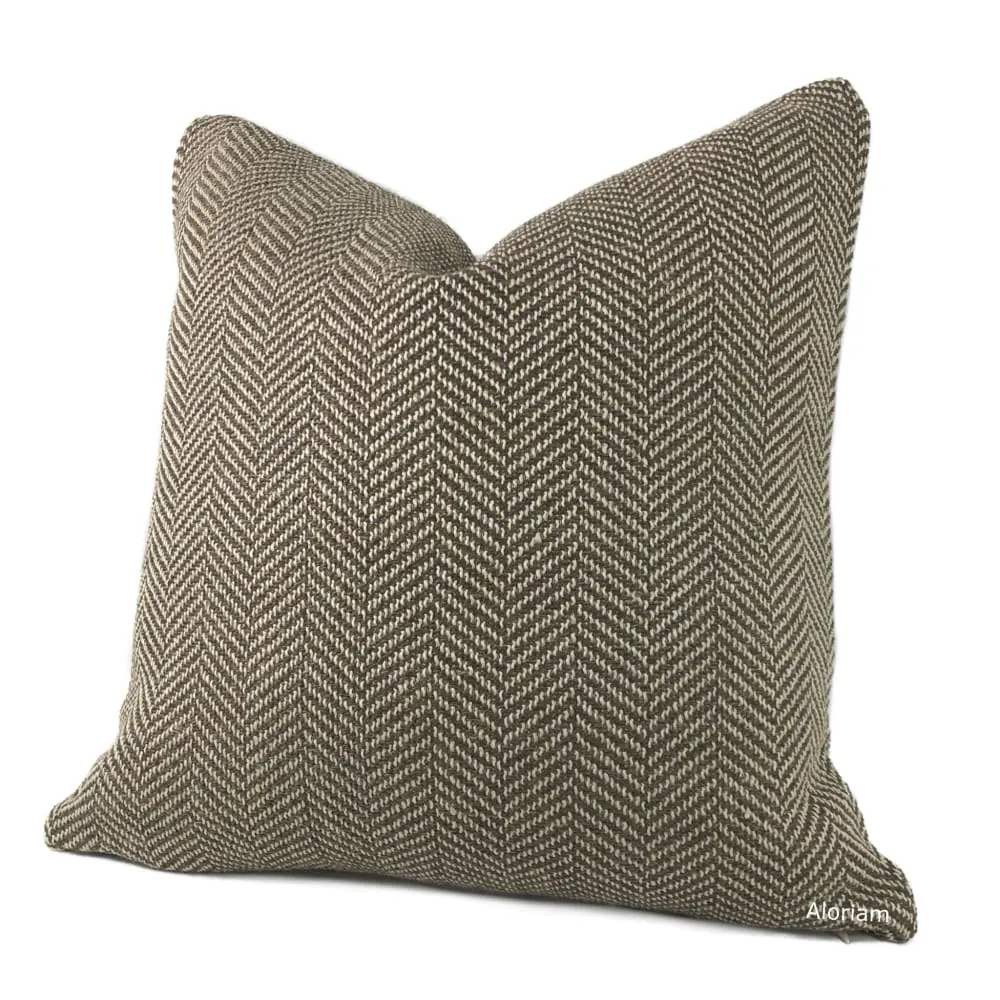 (CLEARANCE) Donegal Brown Beige Herringbone Pillow Cover