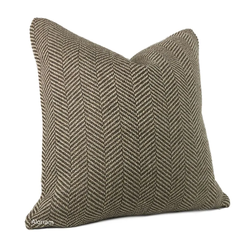 (CLEARANCE) Donegal Brown Beige Herringbone Pillow Cover