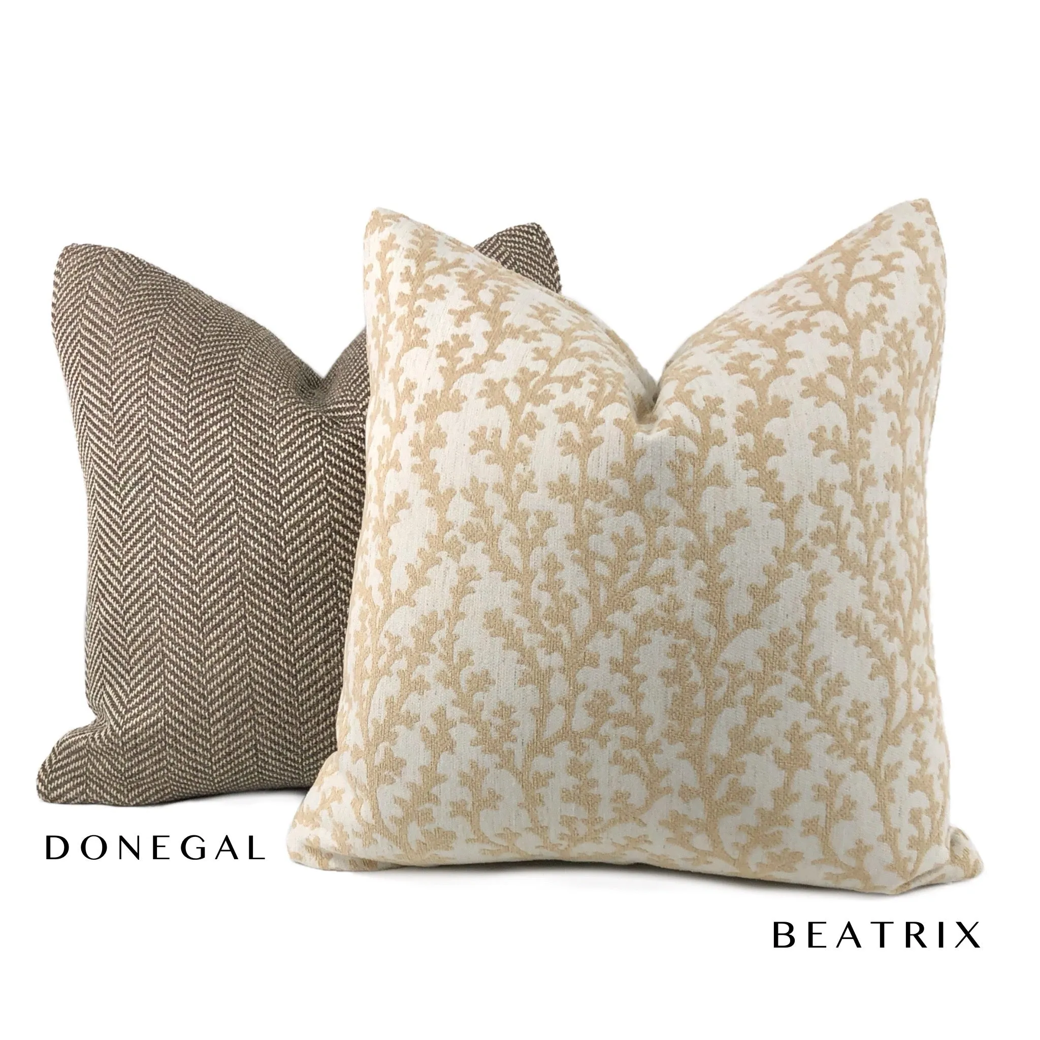 (CLEARANCE) Donegal Brown Beige Herringbone Pillow Cover