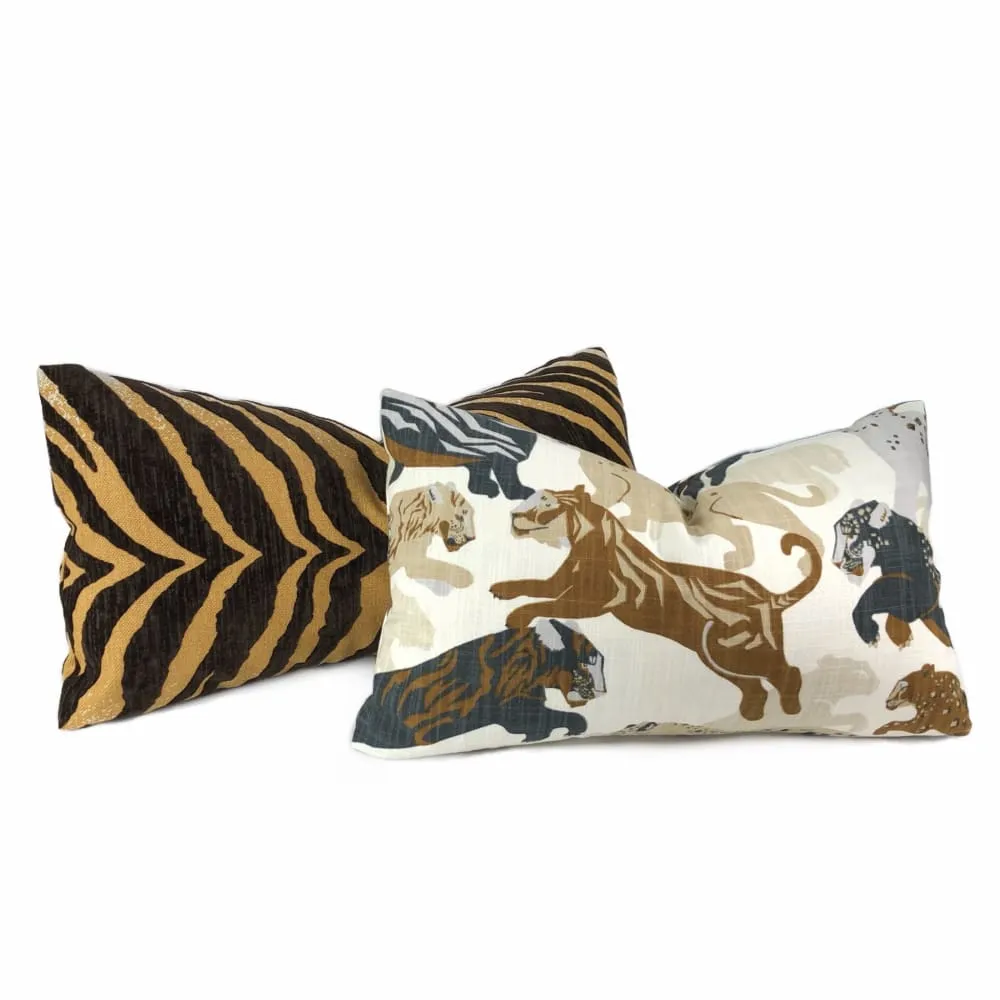 (CLEARANCE) Robert Allen Rajita Pouncing Tiger Print Pillow Cover