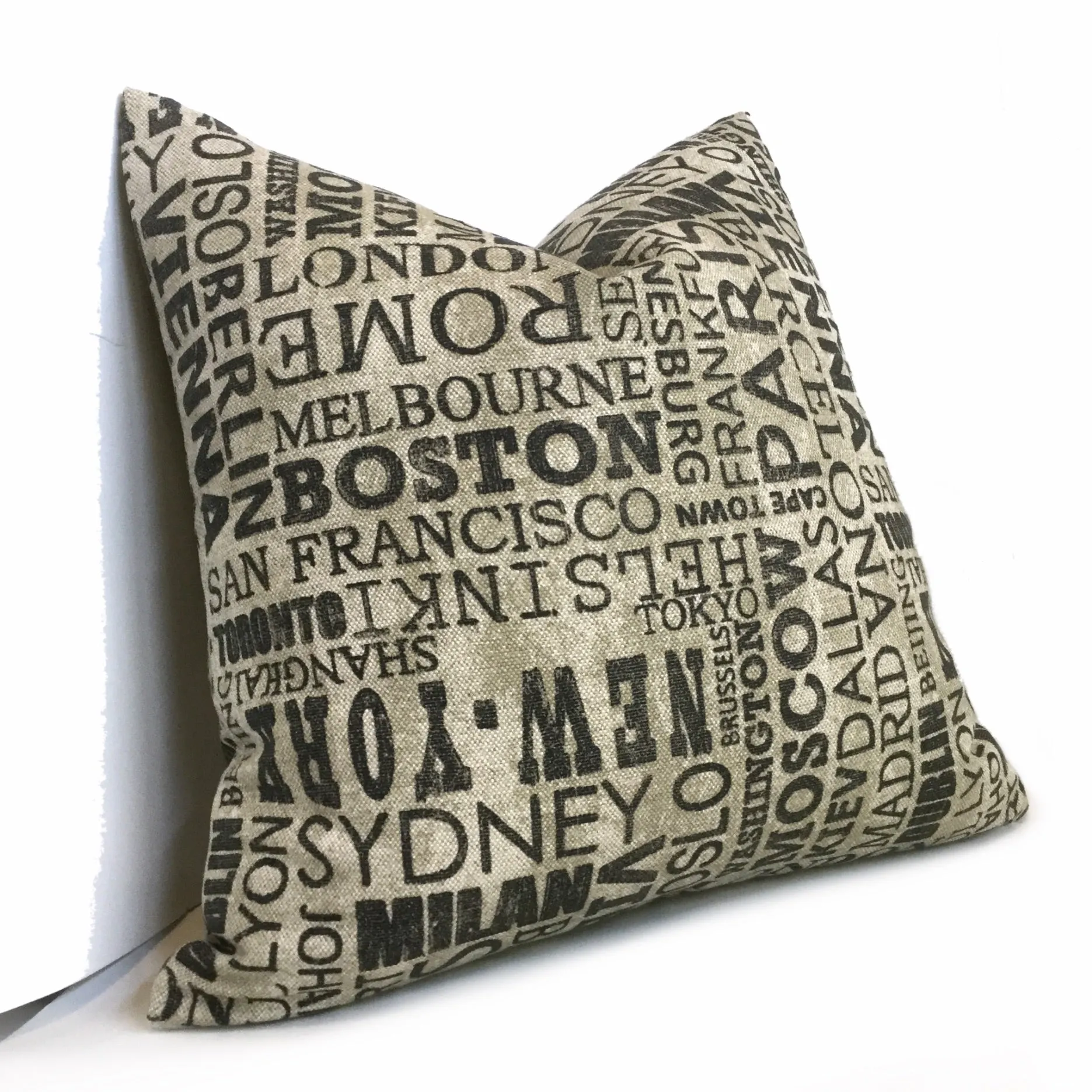 (CLEARANCE) World Capital Cities Destinations Cotton Print Pillow Cover