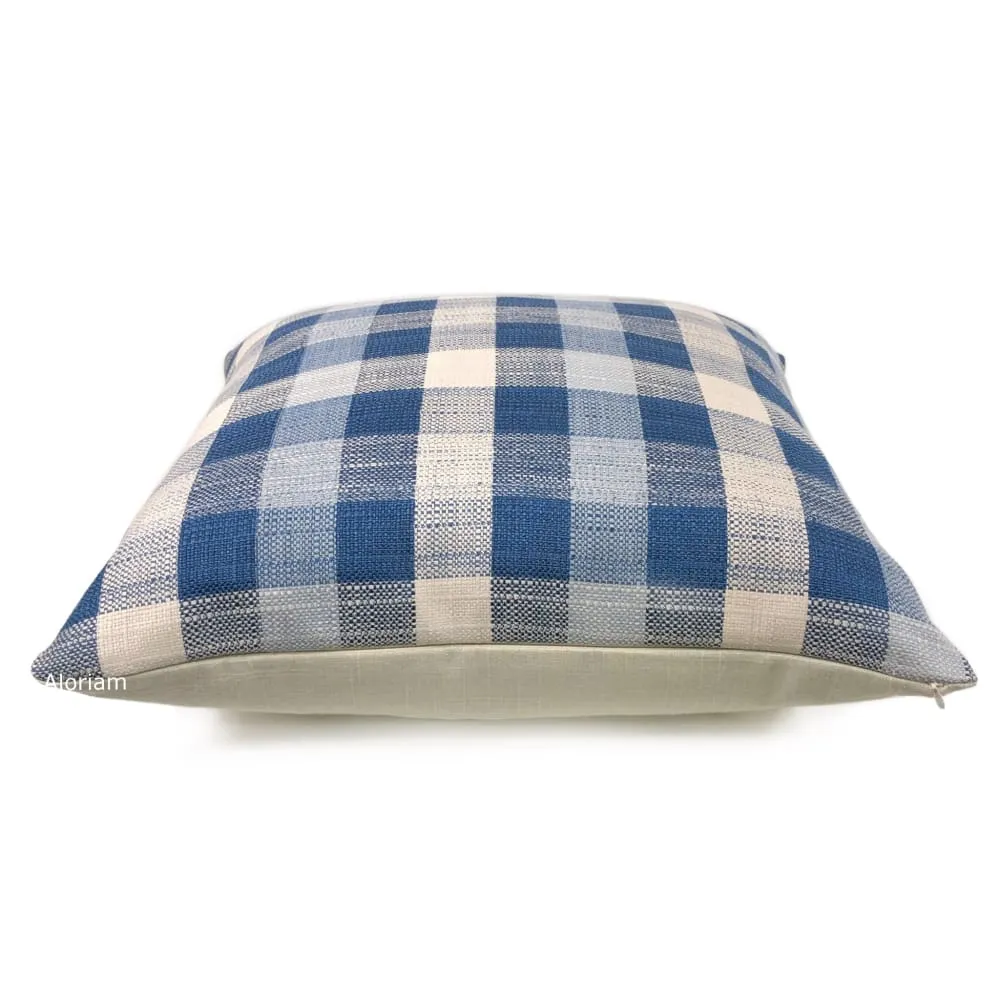 Clifton Blue Cream Plaid Checks Pillow Cover (Fabric by the Yard available)