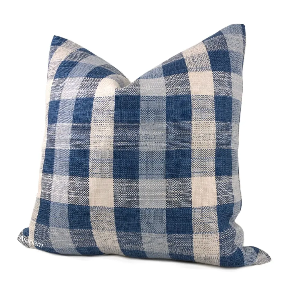 Clifton Blue Cream Plaid Checks Pillow Cover (Fabric by the Yard available)