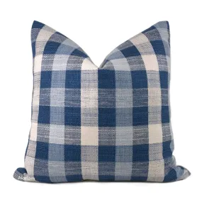 Clifton Blue Cream Plaid Checks Pillow Cover (Fabric by the Yard available)