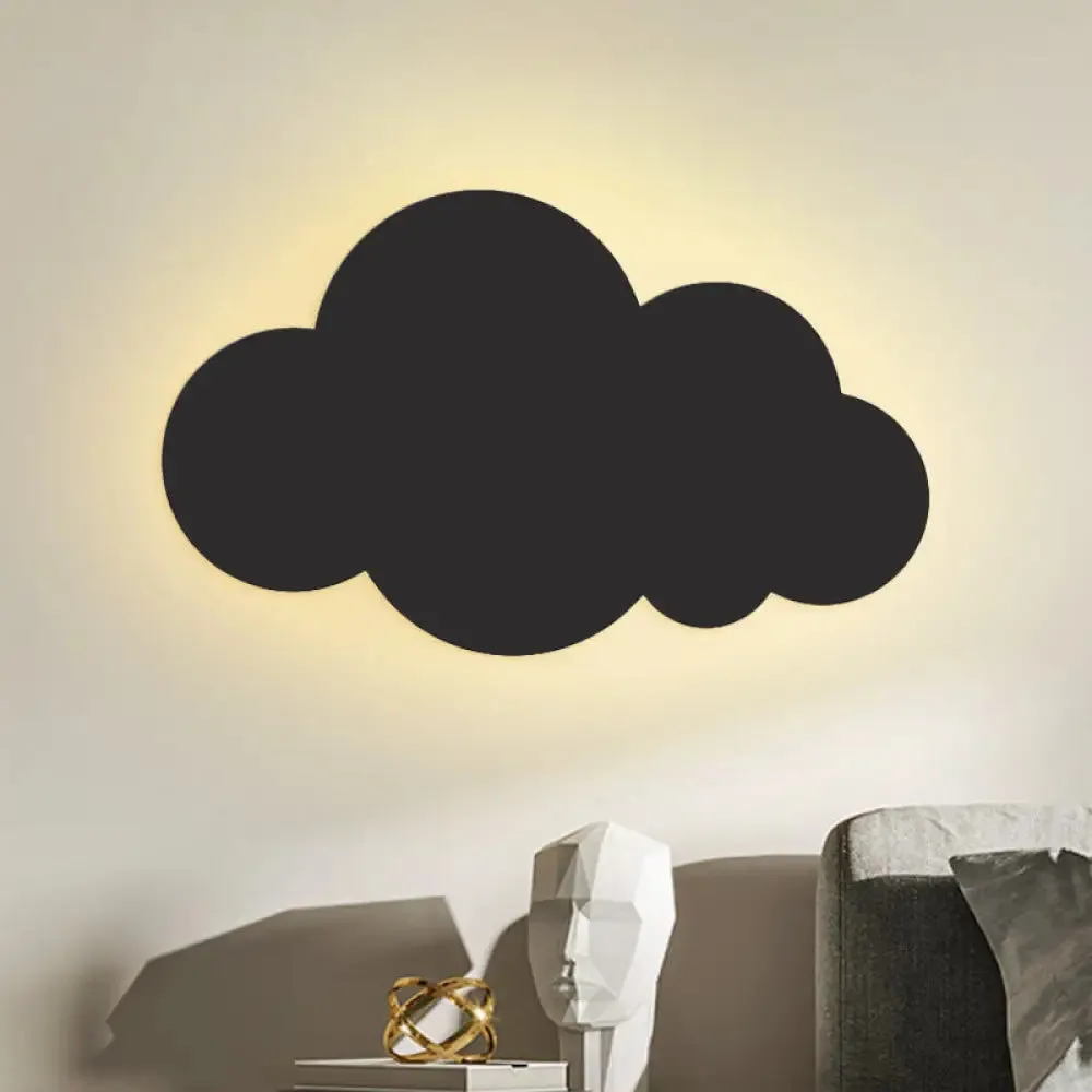 Colorful Cartoon LED Cloud Wall Sconce with Metallic Shade - Pink, Yellow, Blue