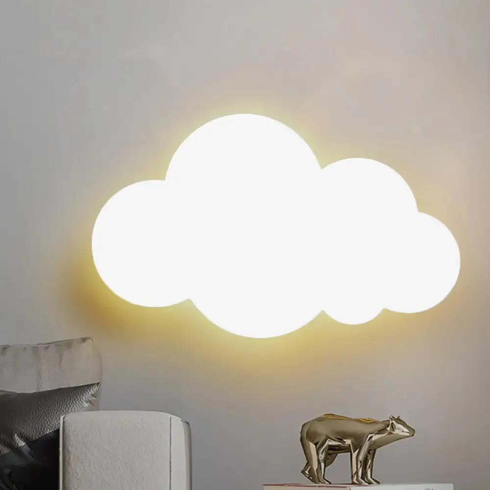 Colorful Cartoon LED Cloud Wall Sconce with Metallic Shade - Pink, Yellow, Blue