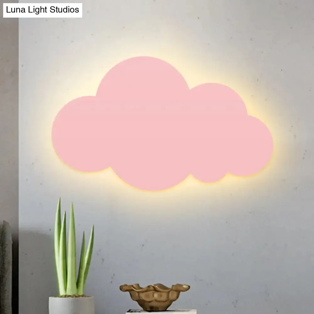 Colorful Cartoon LED Cloud Wall Sconce with Metallic Shade - Pink, Yellow, Blue