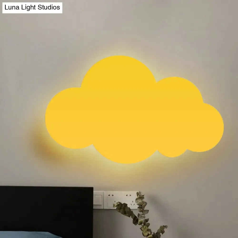 Colorful Cartoon LED Cloud Wall Sconce with Metallic Shade - Pink, Yellow, Blue