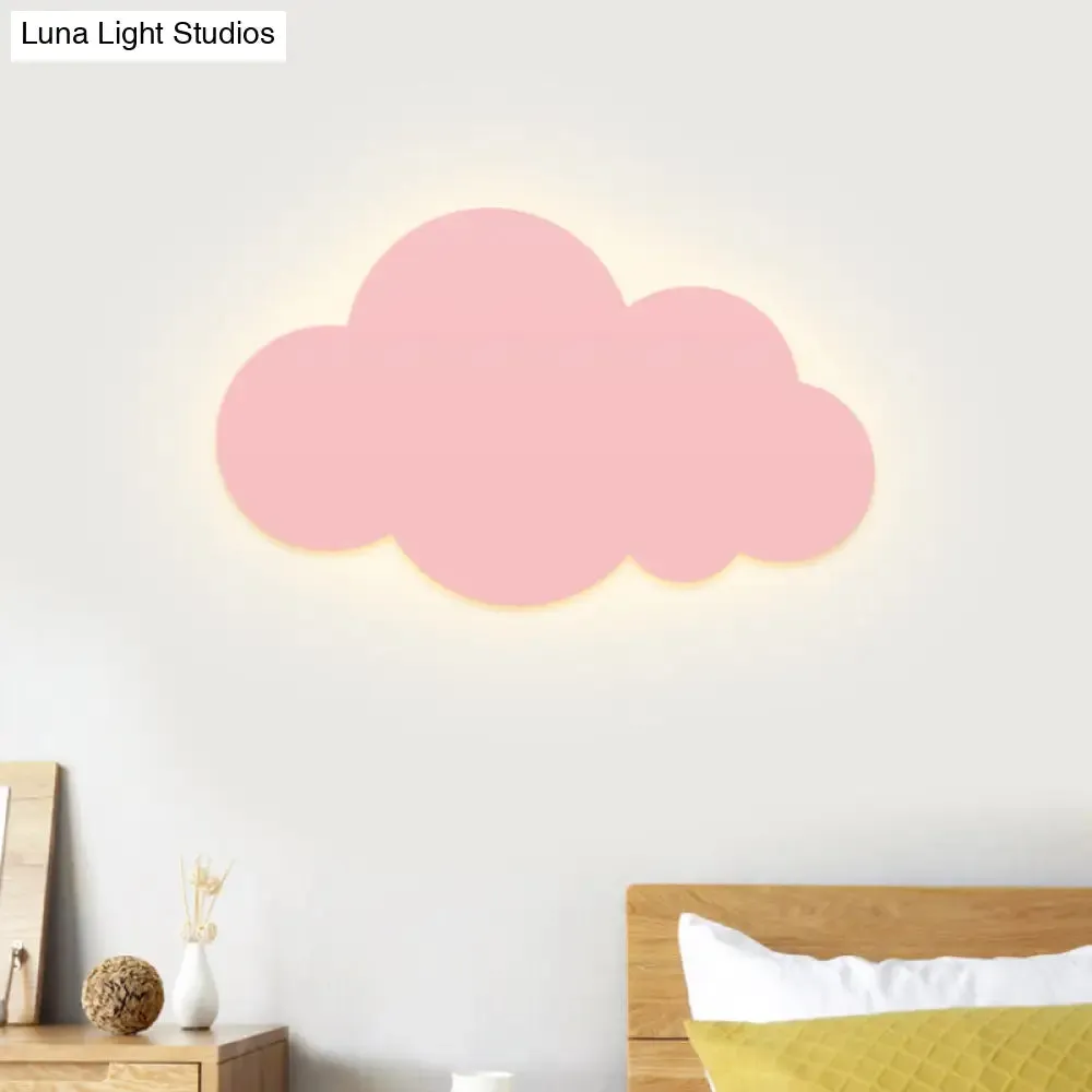 Colorful Cartoon LED Cloud Wall Sconce with Metallic Shade - Pink, Yellow, Blue