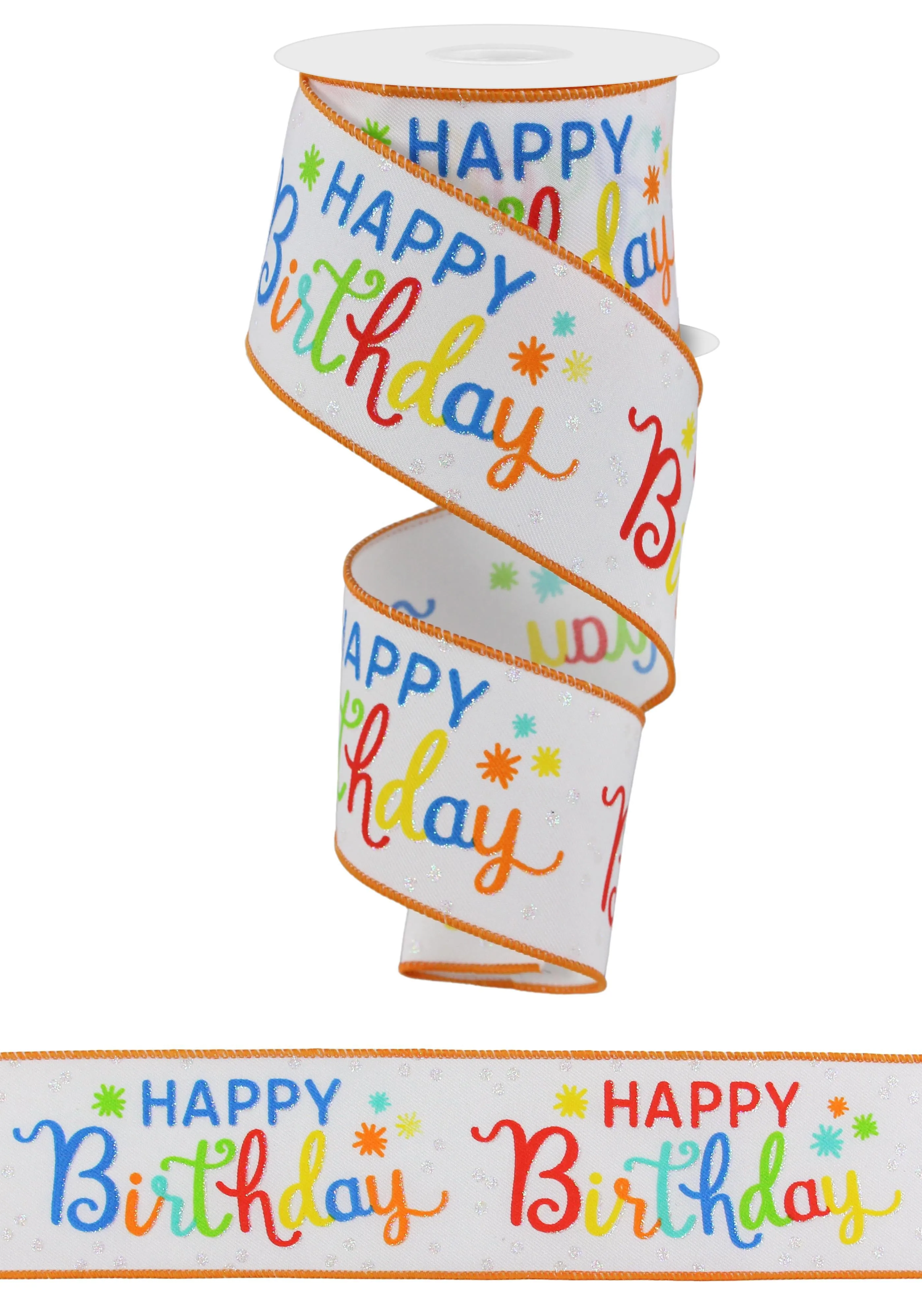 Colorful Script Happy Birthday Ribbon - 2 1/2" x 10 Yards