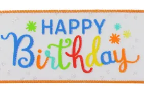 Colorful Script Happy Birthday Ribbon - 2 1/2" x 10 Yards