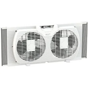 Comfort Zone Twin Window Fan with Reversible Airflow, 7 Inch Blade, White