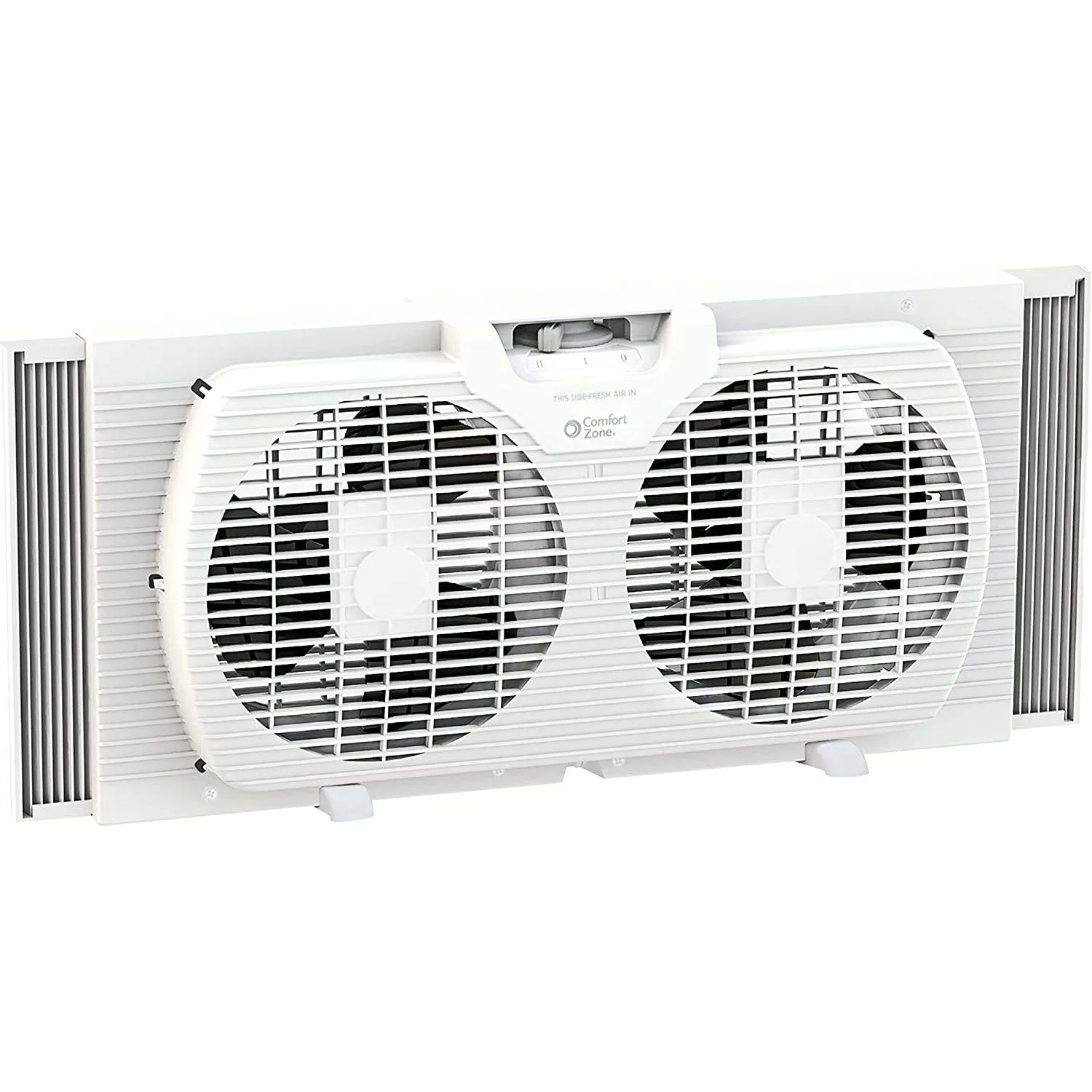 Comfort Zone Twin Window Fan with Reversible Airflow, 7 Inch Blade, White