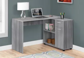 Computer Desk - 46"L / Grey With A Storage Cabinet