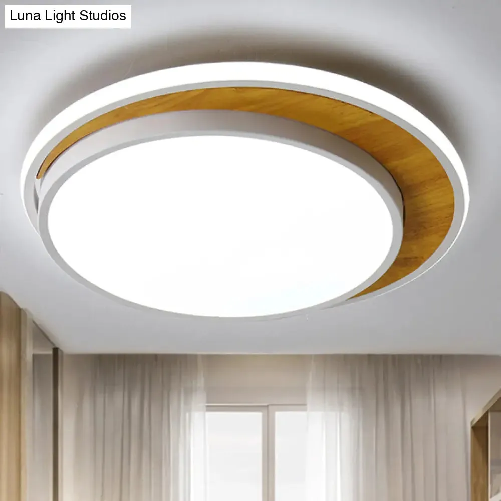 Contemporary Black/White LED Circle Flush Mount Ceiling Light, Metal Fixture in White/Warm Light, 16.5"/20.5" Wide