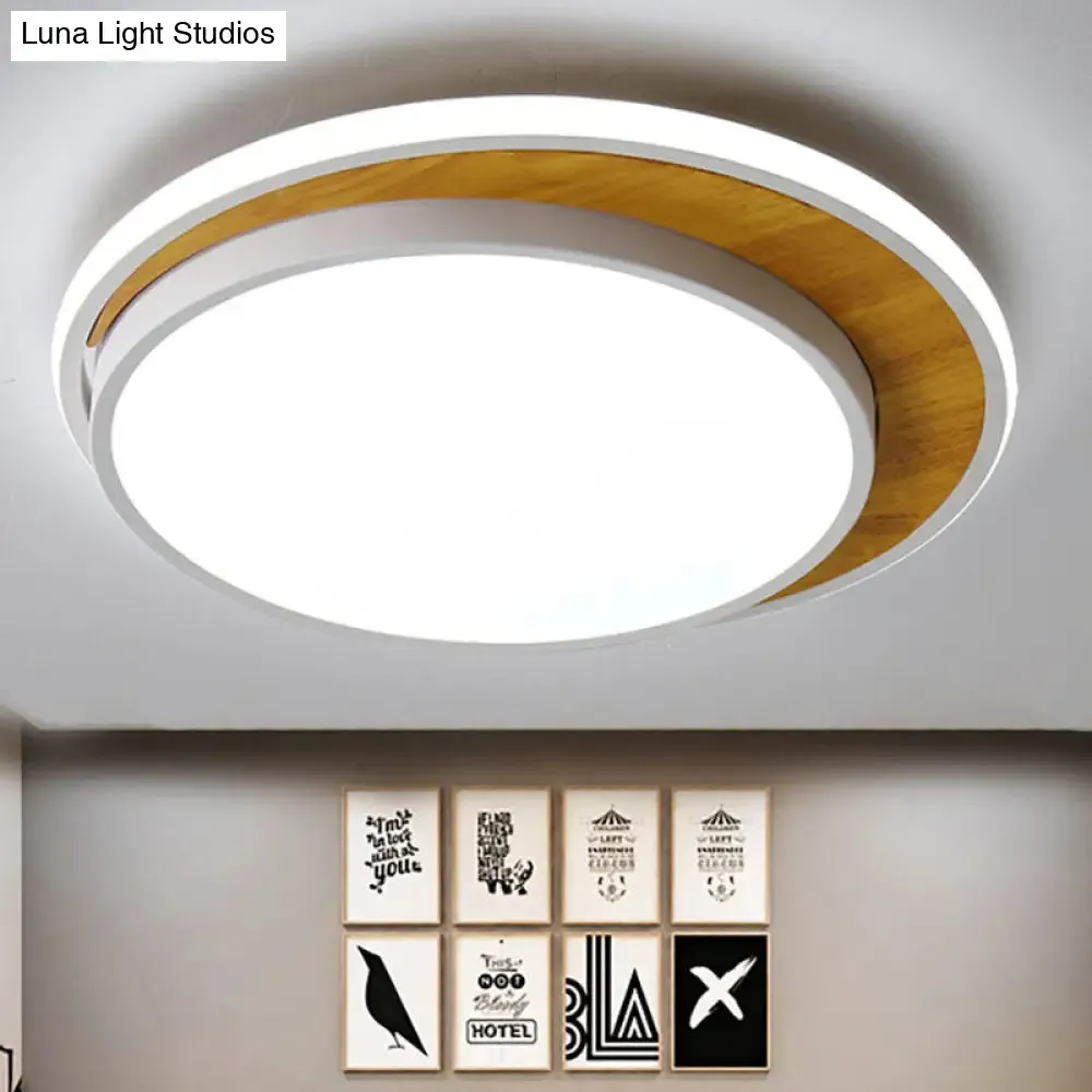 Contemporary Black/White LED Circle Flush Mount Ceiling Light, Metal Fixture in White/Warm Light, 16.5"/20.5" Wide