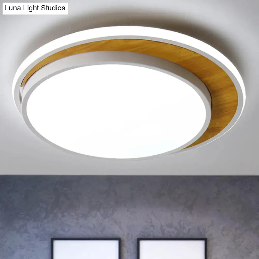 Contemporary Black/White LED Circle Flush Mount Ceiling Light, Metal Fixture in White/Warm Light, 16.5"/20.5" Wide